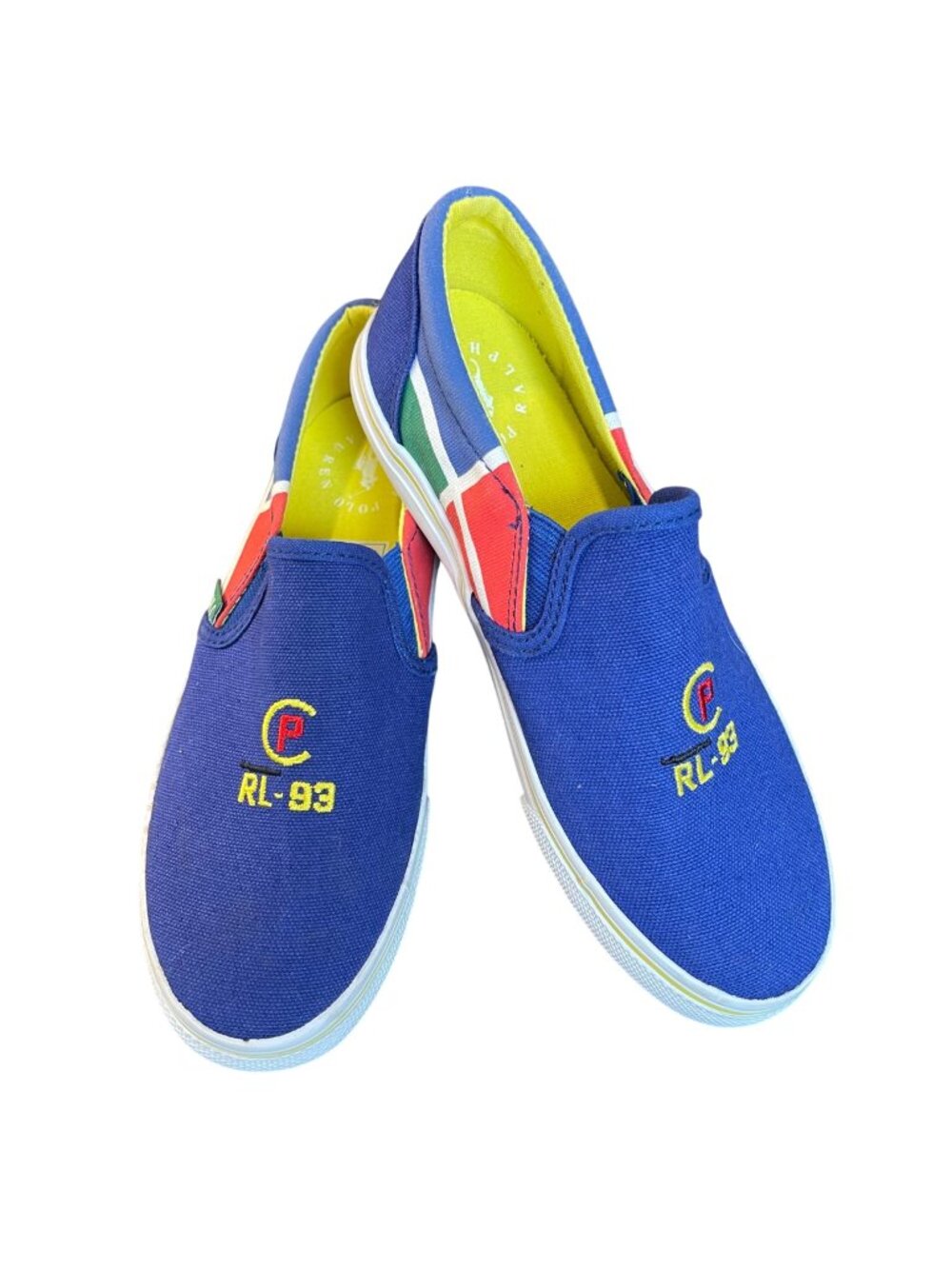 Polo Ralph Lauren RL-93 Canvas Slip On Shoes Youth Size 1.5 Colorful Sneaker